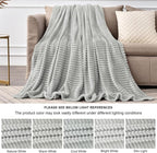 BEDELITE 3D Ribbed Light Grey Fleece Throw Blanket - Image 6
