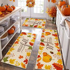 HEBE Fall Kitchen Rugs Set of 3, Washable Maple Leaf Kitchen Mats by HEBE
