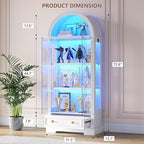 Arched Display Cabinet with Glass Doors, 4-Tier Display Case - Image 2