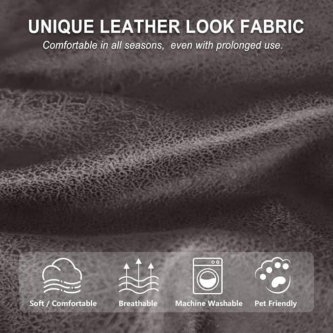 ANARACHON Leather Look Recliner Chair Covers, 4-Pieces Stretch Recliner Cover - Image 5