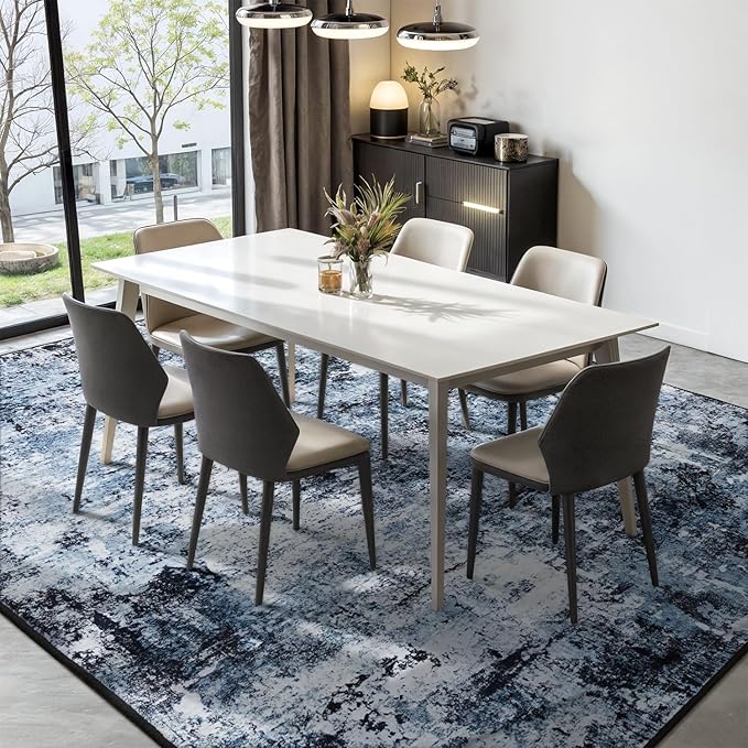Rugflix 5x8 Area Rugs for Living Room, Washable Navy Blue Dark Large Rug | - Image 3