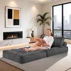 HABUTWAY Folding Sofa Bed, Convertible Sleeper Chair Bed w/Dual-Pillow & Handle - Image 4