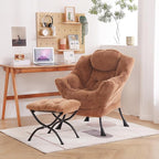 Welnow Lazy Chair with Ottoman, Modern Accent Chair with Armrests and a Side - Image 2