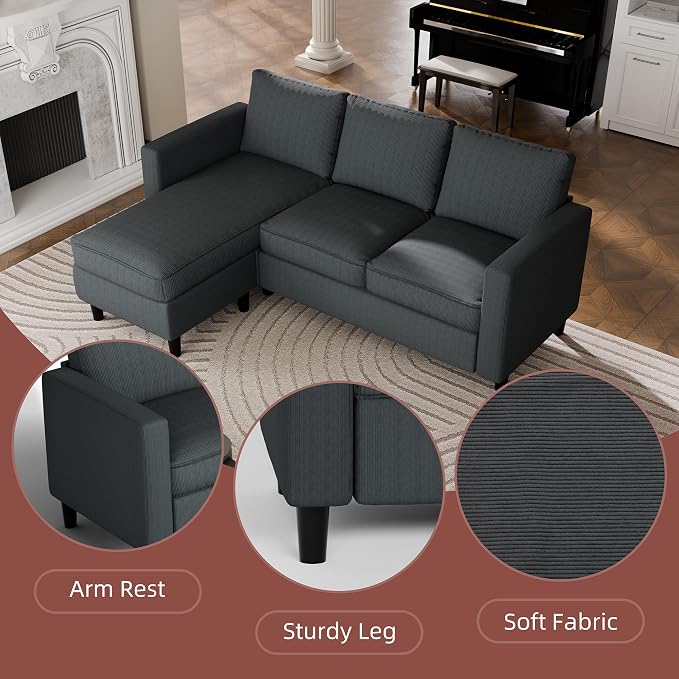 Nuturelly Convertible Sectional Sofa Couch - Image 3