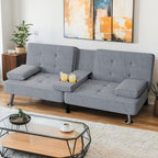 Shahoo Modern Linen Upholstered Convertible Folding Futon Sofa Bed by BuynowfromShahoo