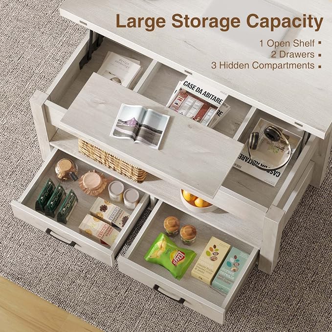 Rolanstar Coffee Table Lift Top, Converts to Dining Table - Image 6