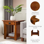 Leick Home Mission End Table, Solid Wood Construction, 1 Storage Drawer - Image 5