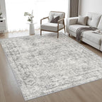 5x8 Area Rug Living Room: Modern Washable Soft Carpet Black Grey | - Image 2