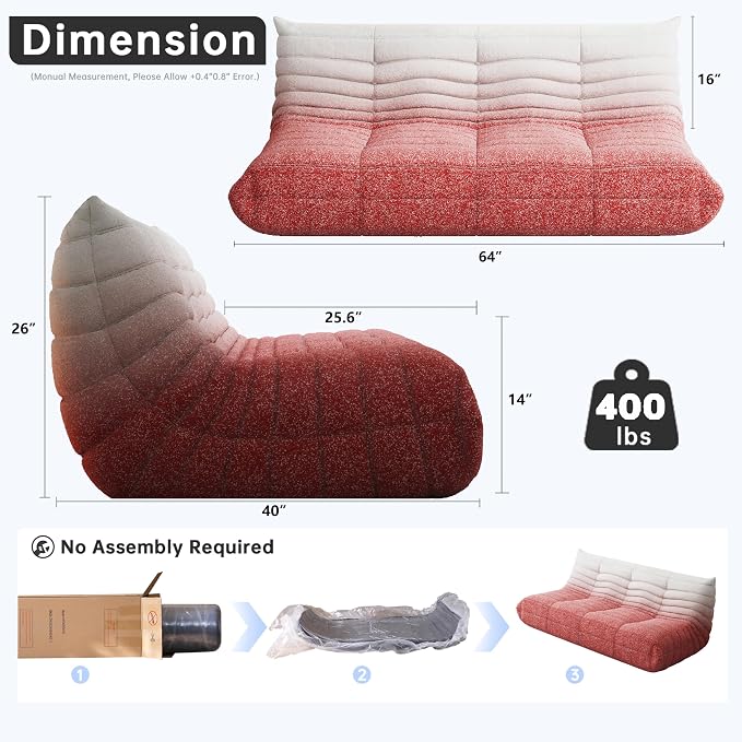 WHGBJA Bean Bag Chairs for Adults, BeanBag Reading Chair Memory Foam Couch - Image 2