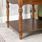 Large End Table with Drawer and Storage Shelf, Solid Wood Sofa Side Table - Image 8