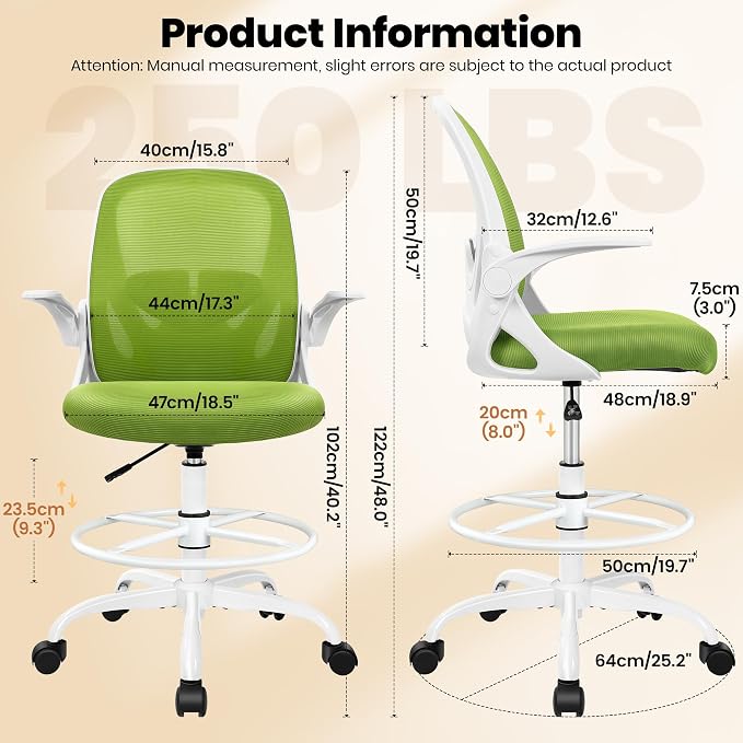 Primy Drafting Chair Tall Office Chair - Image 3