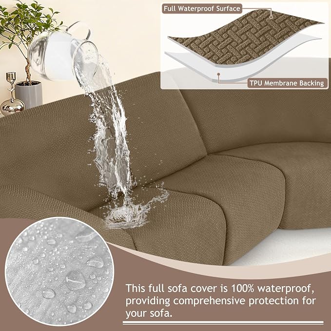 ALIECOM 100% Waterproof Recliner Sectional Couch Covers L Shape Stretch Corner - Image 4