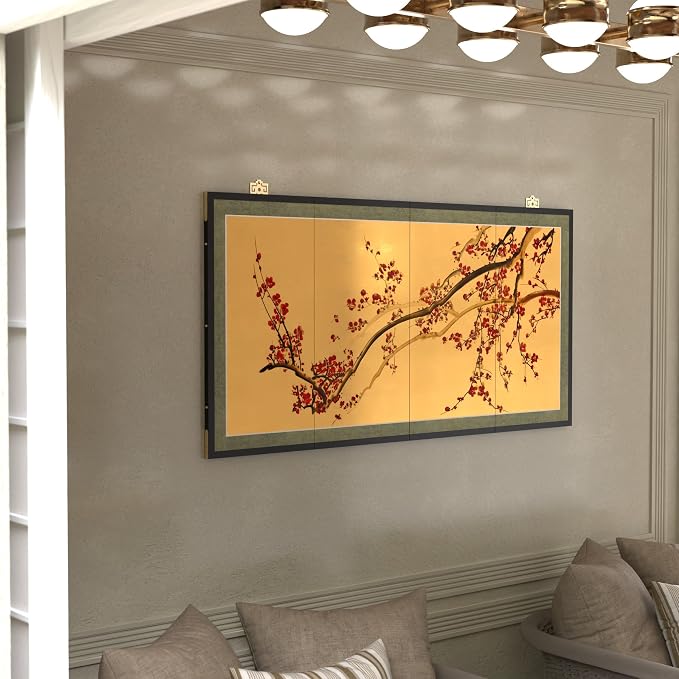 Oriental Furniture Plum Tree on Gold Leaf - Image 2