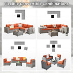 ovios 6 Pieces Patio Furniture Set, Outdoor Wicker Sectional Sofa - Image 6