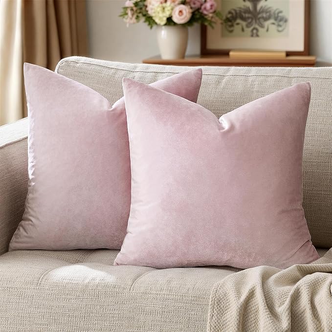 GIGIZAZA Sweet Lilac Velvet Throw Pillow Covers 16x16 Pack of 2 | Decorative - Image 6