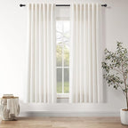Ivory White Linen Curtains 63 Inches Long by Nanspring