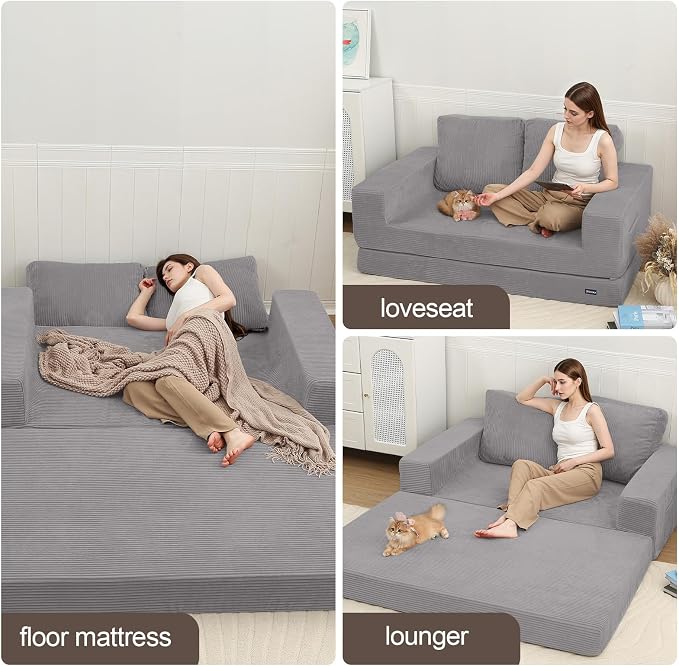 COMAX Convertible Sofa Bed Queen, Folding Fold Out Couch Bed, Floor Futon Couch - Image 5
