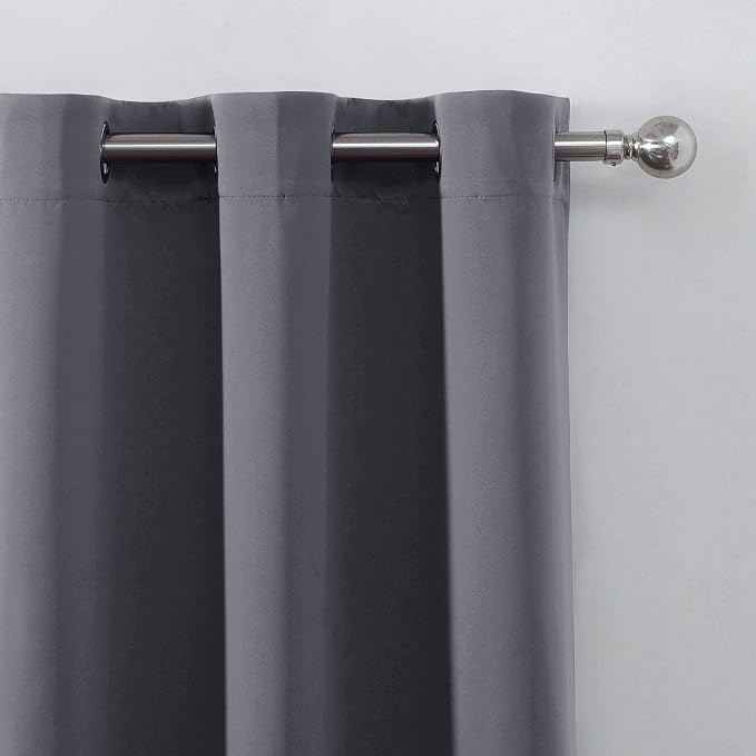 Grey Blackout Curtains for Bedroom Room Darkening Curtains/38 x 54 Inch Long - Image 7
