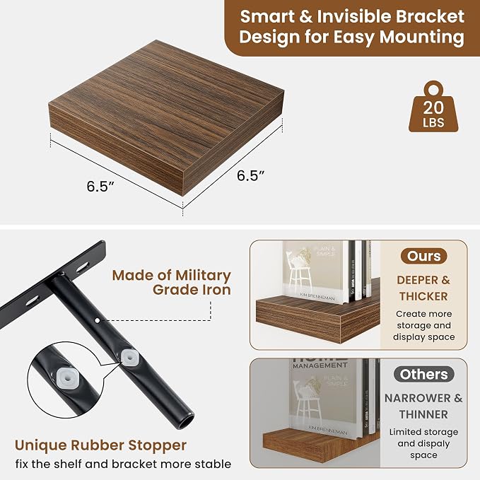 fuqing Floating Shelves for Wall, Wall Mounted Wood Floating Shelf - Image 3