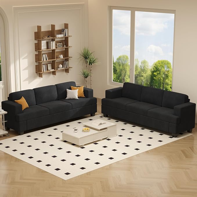 Apicizon 89" Modern Sofa Couch Set, Corduroy Couch 2 Piece Sofa Set - Image 9