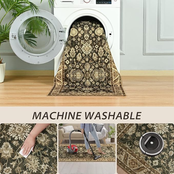 Washable Runner Rug, 2x6Ft Floral Runners - Image 2