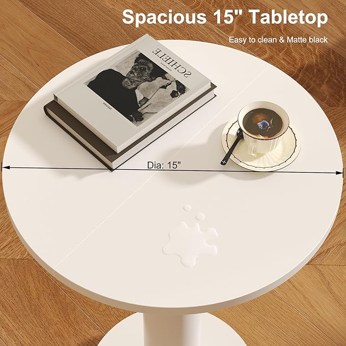 LAATOOREE Round Side Table, Accent Drink Coffee Table, Spacious Top, Thick - Image 7