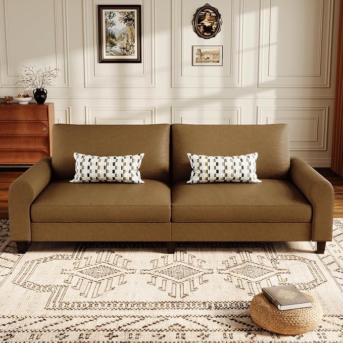 EASE MOOSE 88.5" Large Seat Faux Leather Loveseat Sofa, Waterproof and - Image 4