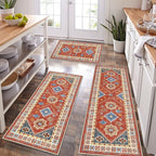 HEBE Boho Kitchen Rugs Set of 3, Non Slip Washable Kitchen Mats by HEBE
