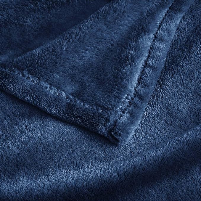 BEDELITE Fleece Blanket Soft Plush Oversized Bed Blanket Navy 120"x120" | Ultra - Image 5