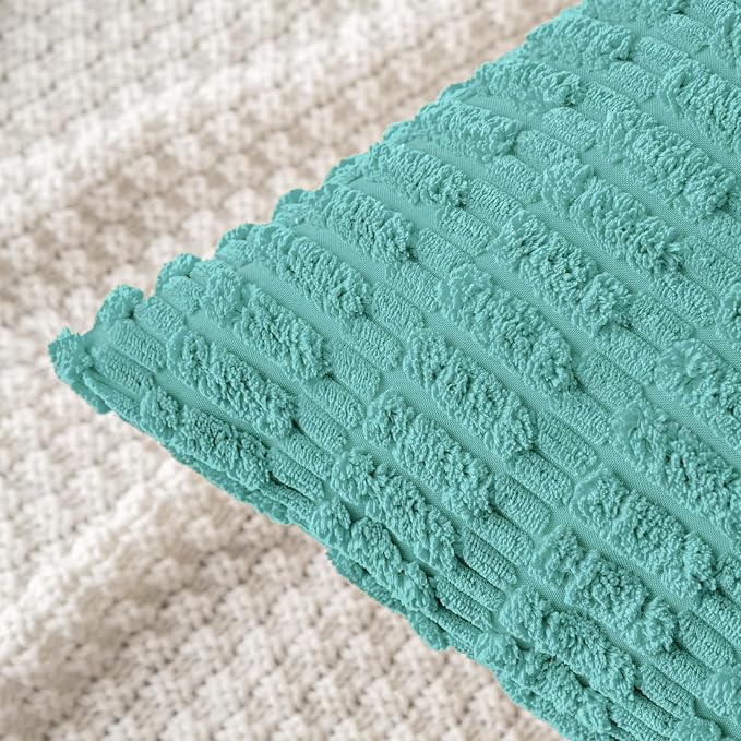 MIULEE Corduroy Decorative Throw Pillow Covers 18x18 Aqua Green Pack of 2 | - Image 4