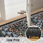 PLHXFR 2x3 Small Entryway Rug: Floral Washable Indoor Carpet Dark Black | - Image 8