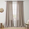 Ecru Linen Curtains for Living Room 100 Inches Long Light Filtering Semi Sheer by Nanspring
