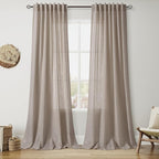 Modern Farmhouse Linen Curtains 96 Inches Long by Nanspring