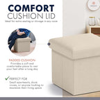 Ornavo Home Small Storage Ottoman Foldable Collapsible Cube Square Linen - Image 4