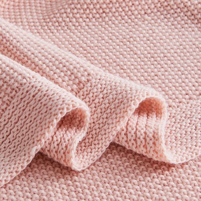 CozeCube Pink Seed Stitch Throw Blanket 50"x60", Farmhouse Decor | Blanket - Image 9