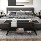 Oastreeful Industrial Entryway Bench Rustic Wood and Metal Storage Bench - Image 3