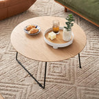 Modern Round Coffee Table 32 in, Acacia Wood Finish Living Room Table - Image 4