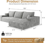 108" Sectional Couches for Living Room Cloud Couch Sofa - Image 2