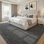 8x10 Fluffy Shag Area Rugs for Living Room Bedroom: Soft Plush Carpet Grey | - Image 4