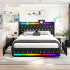 Music Player Bed with Bluetooth Speakers, Queen Size Smart Bed, USB&Type C by BIOEVER