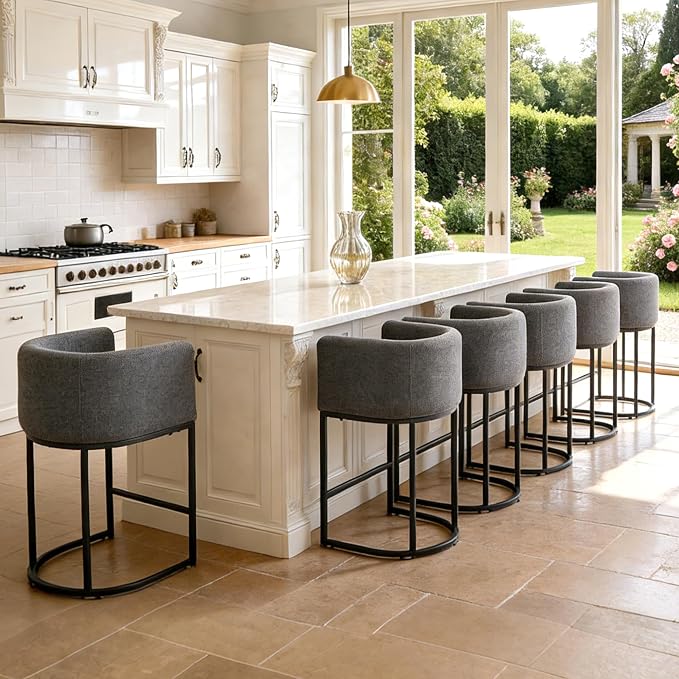 ClinQ 26" H Counter Height Bar Stools Set of 3, Modern Barrel Counter Stools - Image 7