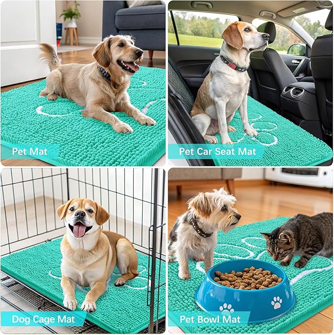 OLANLY Dog Door Mat for Muddy Paws 59x35, Paw Print Design Chenille Mud Mat | - Image 7