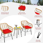 Tangkula 3 Pieces Patio Bistro Set, Rattan Conversation Set - Image 6