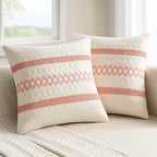 MIULEE Set of 2 Coral Red Boho Decorative Pillow Covers 18x18 Inch | Farmhouse by MIULEE