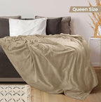 Utopia Bedding Ultra Soft Fleece Bed Blanket Queen Size Camel | Microfiber - Image 2