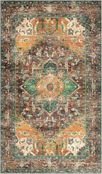 Yamaziot Washable Area Rug, 4x6 Non-Slip Boho Living Room Bedroom Rug | Stain - Image 3