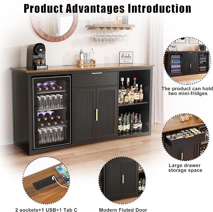 GDLF 70.1" Long Coffee Bar Cabinet - Image 5