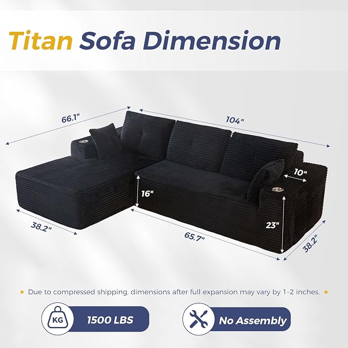 MAXYOYO 104" Modular Sectional Couch - Image 2