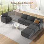 Vesgantti 142" U Shaped Sectional Couch, Comfy Cloud Modular Sectional Sofa - Image 8