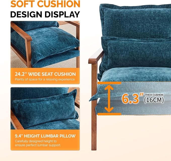 VINGLI Mid-Century Modern Cloud Accent Armchair - Image 7
